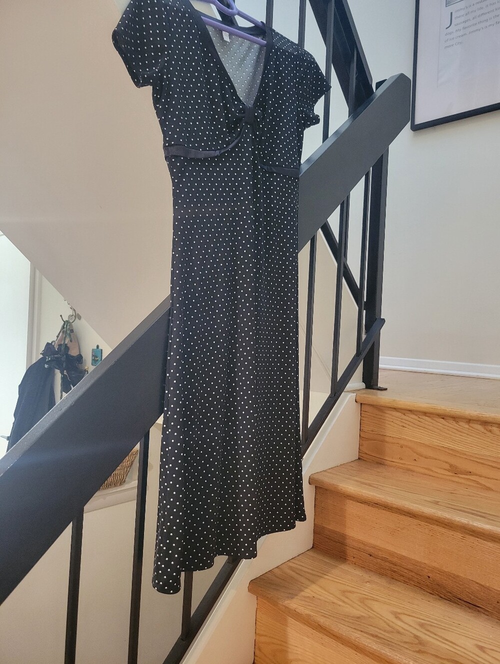 Charter Club Black and White Polka Dot Midi Dress Size 4